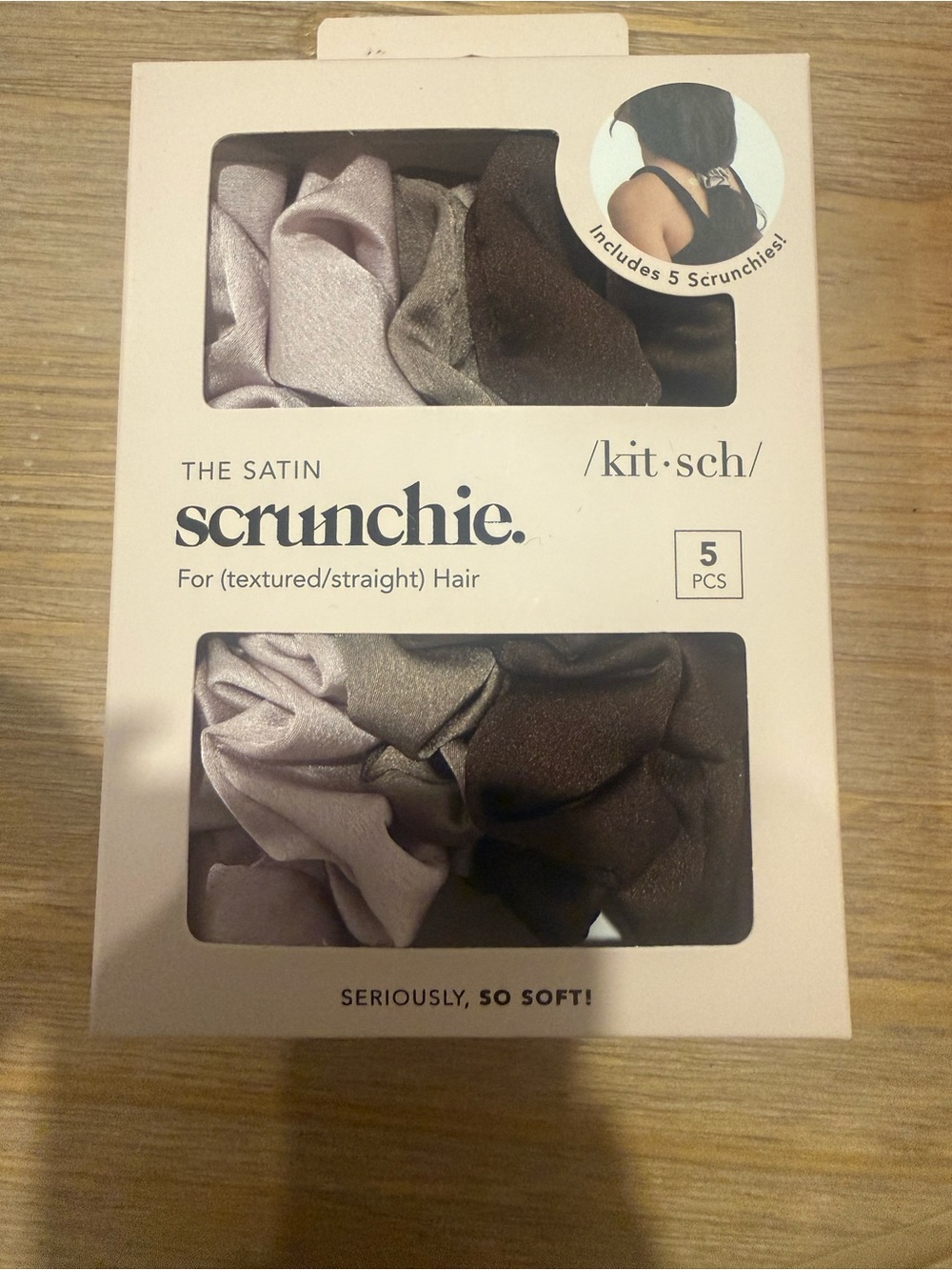 Kitsch Satin Scrunchies - Pink, Gray, Brown Set